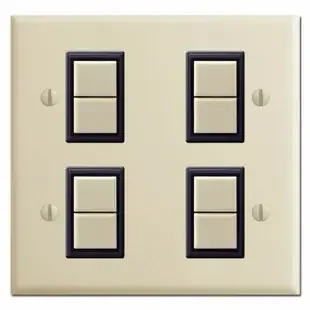 GE New Style 2 Gang 4 Switch Low Voltage Wall Plate Set – Ivory