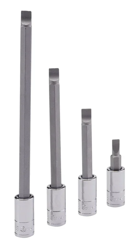 Genius Tools 1/4″ Dr. 0.6 x 4.0mm Slotted Bit Socket, 140mmL – 208+1640