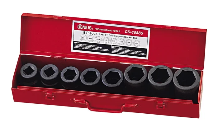 Genius Tools 8 Piece 1″ Dr. SAE Deep Impact Socket Set (CR-Mo) – CD-108S5