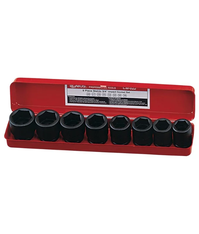 Genius Tools 8 Piece 3/4″ Dr. Metric Impact Socket Set (CR-Mo) – CM-022
