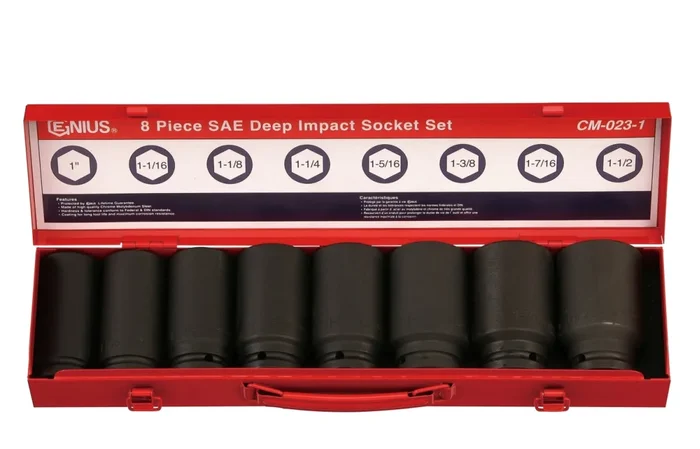 Genius Tools 8 Piece 3/4″ Dr. SAE Deep Impact Socket Set (CR-Mo) – CM-023-1