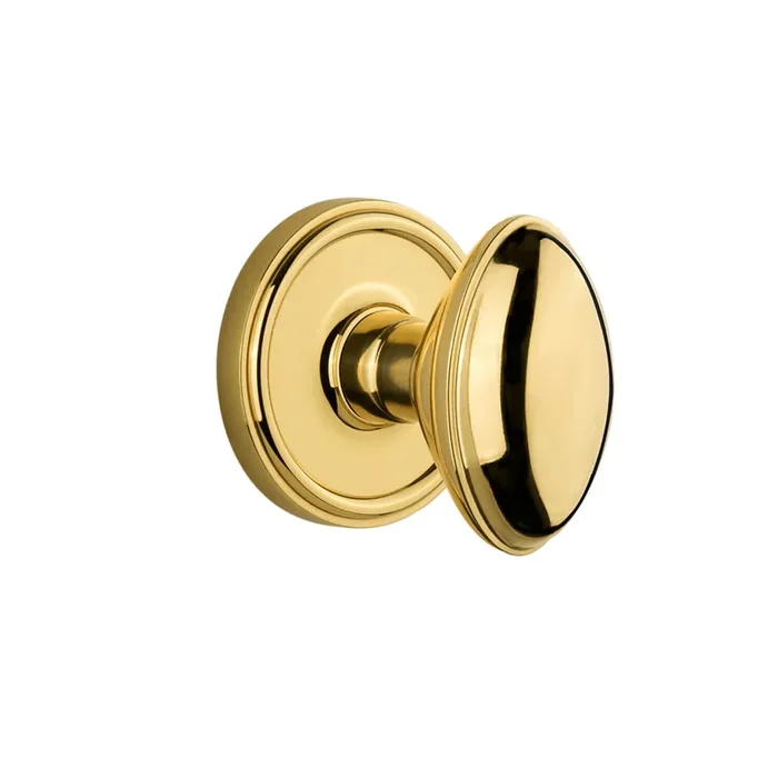Georgetown Rosette with Eden Prairie Knob in Polished Brass – Premium Door Hardware