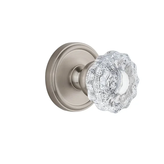 Georgetown Rosette with Versailles Crystal Knob in Satin Nickel – Premium Door Hardware