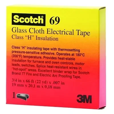 Glass Cloth Electrical Tape 69, 1/2 in x 66 ft, White