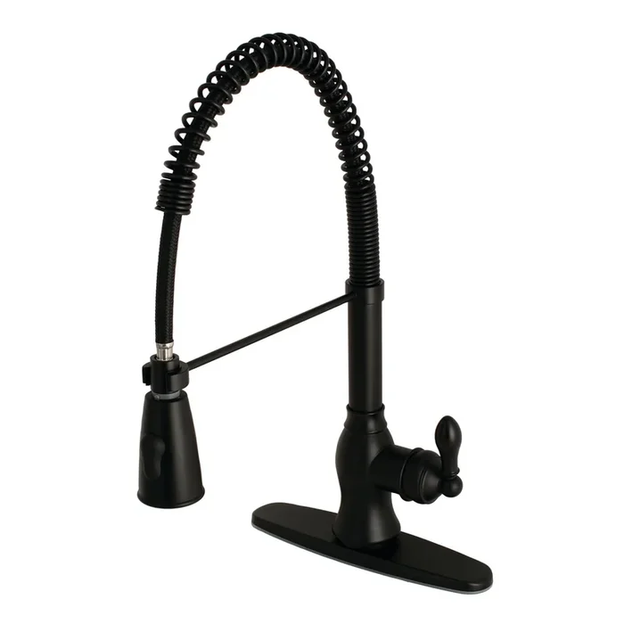 Gourmetier American Classic Single-Handle Deck-Mount Pre-Rinse Kitchen Faucet, Matte Black