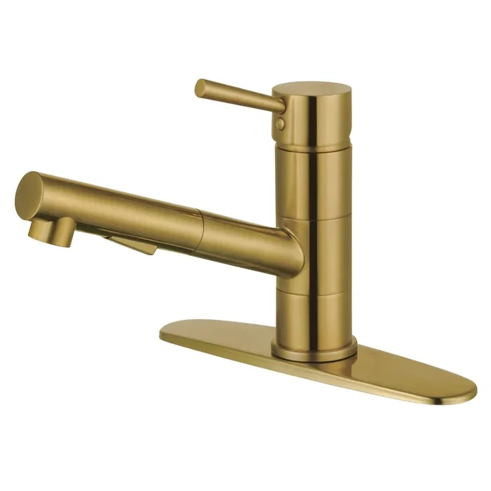 Gourmetier Concord Single-Handle Pull-Out Kitchen Faucet, Brushed Brass