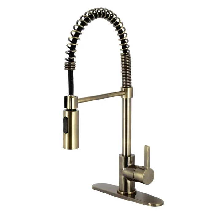 Gourmetier Continental Single-Handle Deck-Mount Pre-Rinse Kitchen Faucet, Antique Brass
