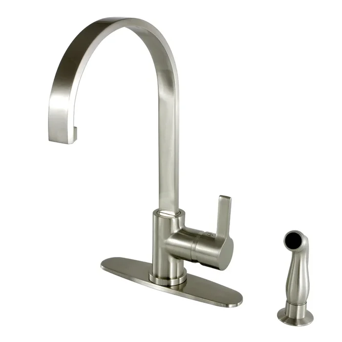 Gourmetier Continental Single-Handle Kitchen Faucet with Side Sprayer – Brushed Nickel