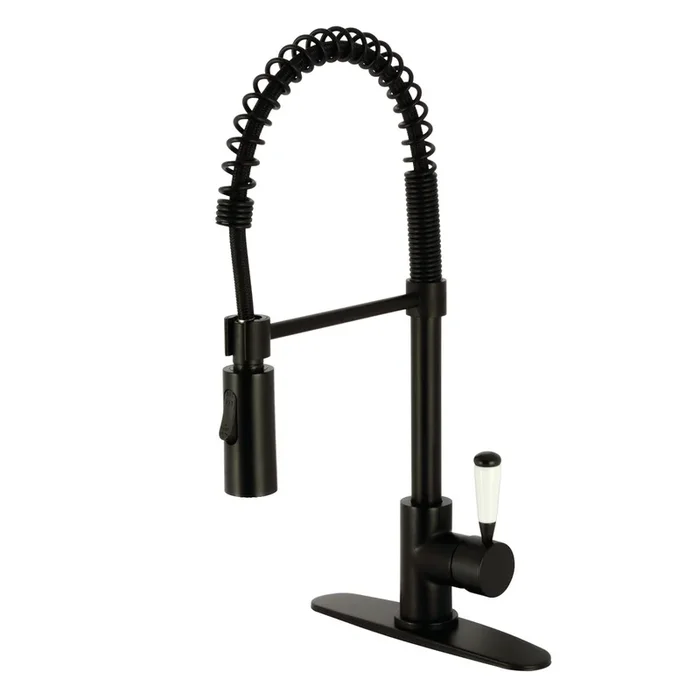 Gourmetier Paris Single-Handle Deck-Mount Pre-Rinse Kitchen Faucet, Matte Black