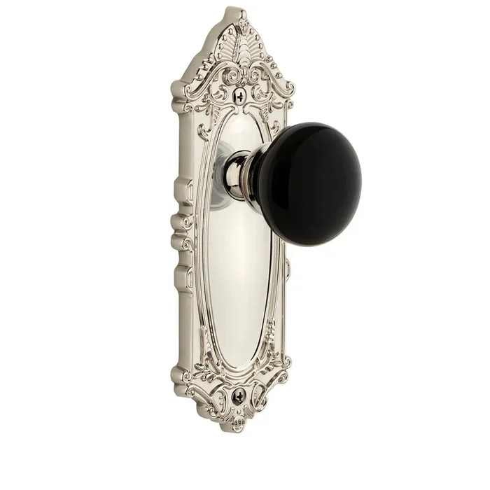 Grande Victorian Long Plate with Coventry Knob – Polished Nickel – Double Dummy