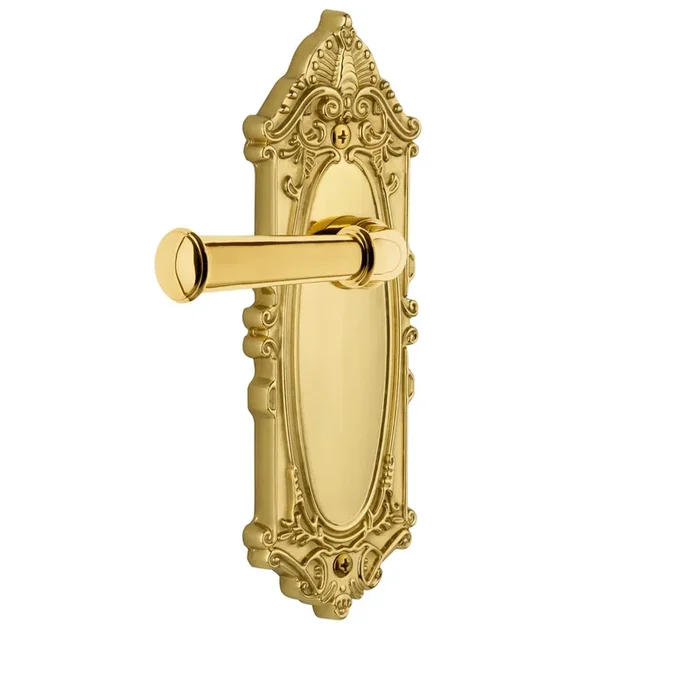 Grande Victorian Long Plate with Georgetown Lever in Lifetime Brass – Passage Hardware