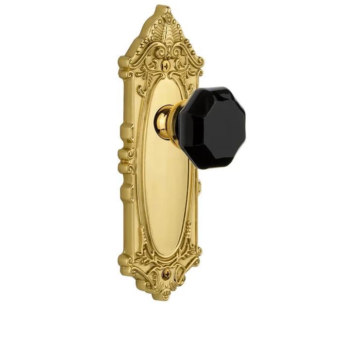 Grande Victorian Long Plate with Lyon Knob – Polished Brass Double Dummy
