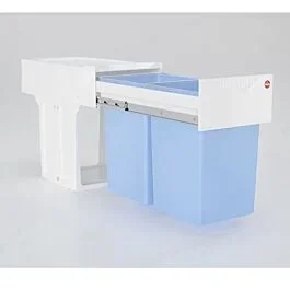 Hailo 15.8 Quart Tandem, Antibacterial Pull-Out Waste Bin, White