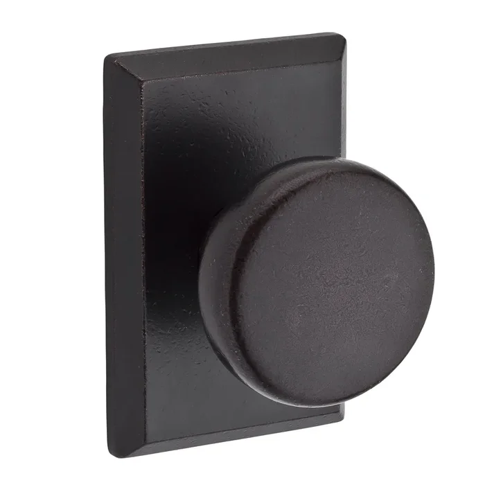 Half Dummy Rustic Knob and Rustic Square Rose Dark Bronze Finish by Baldwin Reserve