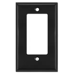 Half Short Offset Decor Receptacle Switchplate Cover – Black