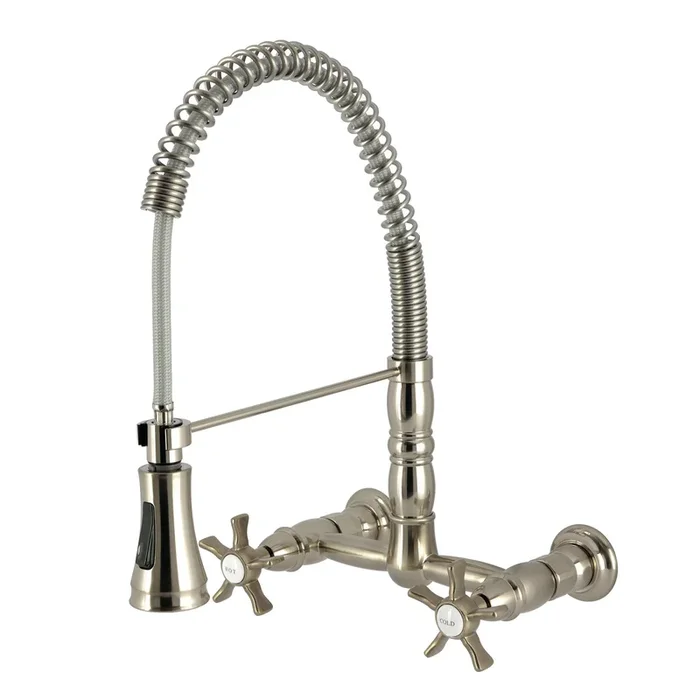 Hamilton Double-Handle Wall-Mount Pre-Rinse Bridge Kitchen Faucet – Brushed Nickel