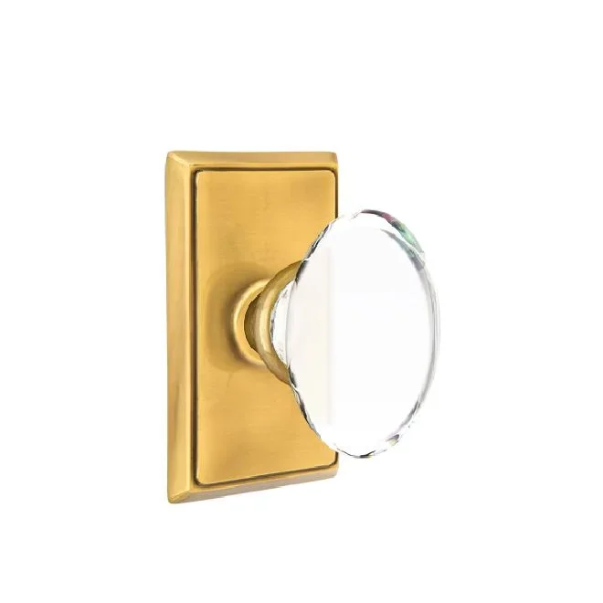 Hampton Crystal Knob 2-3/8″ Backset Privacy With Rectangular Rose – French Antique Brass Finish
