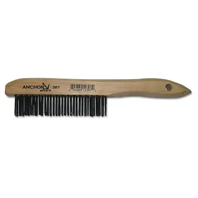 Hand Scratch Brush, 4 X 16 Rows, Carbon Steel Bristles, Shoe Wood Handle