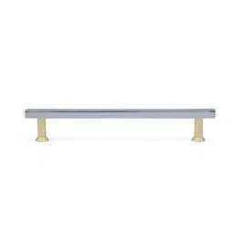 Hapny Home Mod 12″ (305mm) Center to Center, 14.35″ (365mm) Overall Length, Polished Chrome Bar, Satin Brass Stem, Appliance Pull / Handle