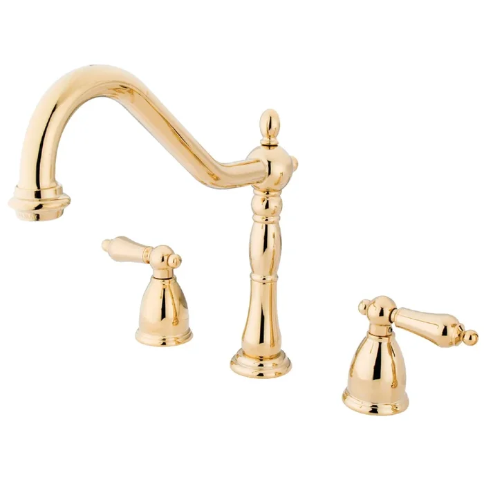 Heritage Double-Handle Widespread Kitchen Faucet, Polished Brass by Kingston Brass