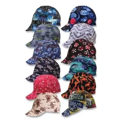 High Crown Welding Cap, Size 7, Assorted Prints, 4-Panel