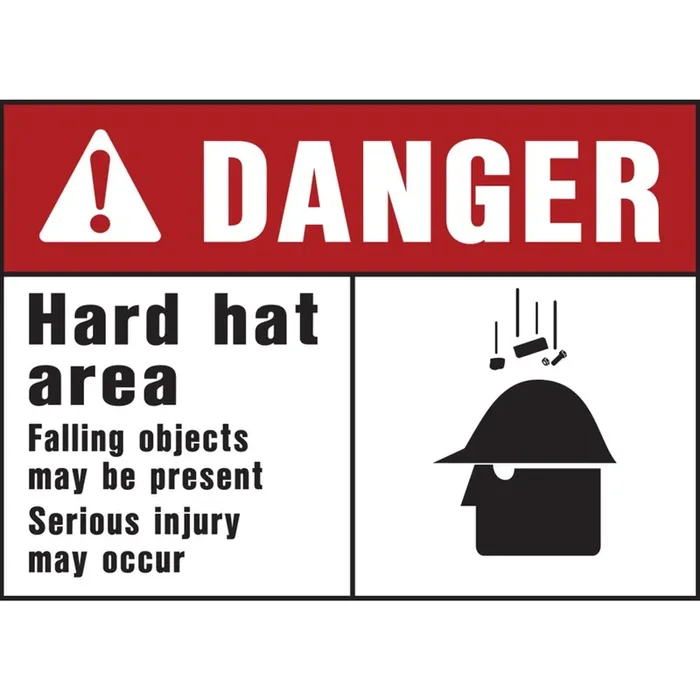 Hy-Ko™ Danger Hard Hat Area Sign 10″ x 14″ (5 pcs.)