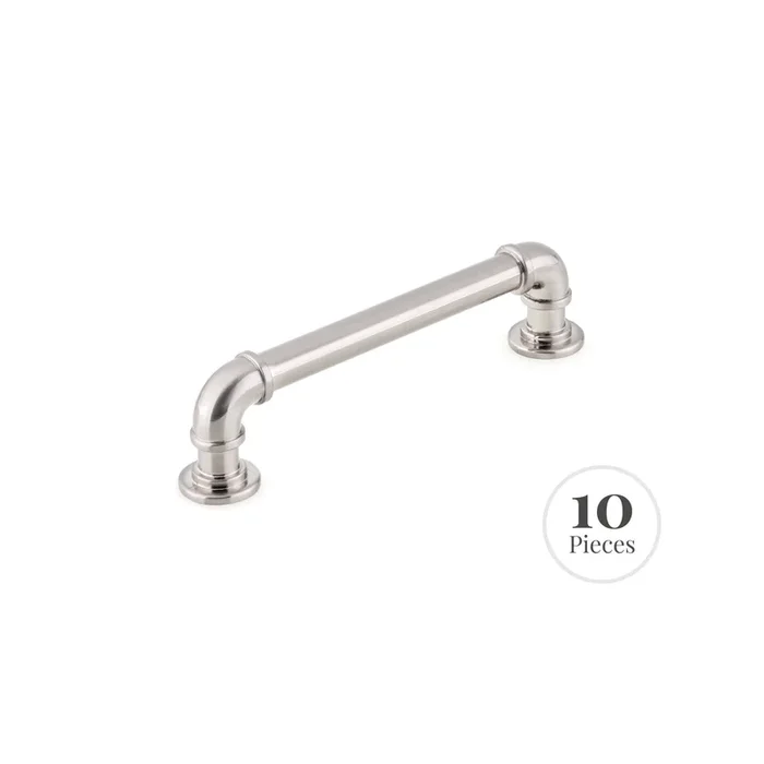 Industrialist Cabinet Pipe Pull for Kitchen – 10-Pack, Brushed Nickel by Kingston Brass