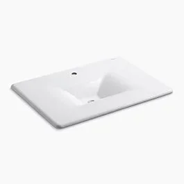 Iron/Impressions 31″ Enameled Cast Iron vanity top with integrated rectangular sink Cast Iron, in White with 1 Faucet Hole