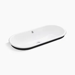 Iron Plains 33″ oval drop-in/undermount/vessel bathroom sink with Iron Black painted underside Cast Iron, in White