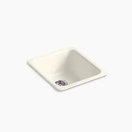 Iron/Tones 17″ top-/undermount single-bowl bar sink in Biscuit