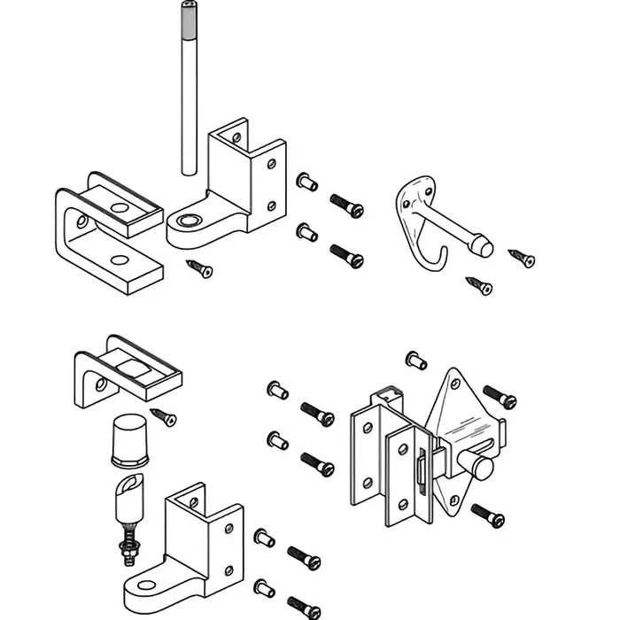 Jacknob Inswing Door Hardware for 1″ Door and 1-1/4″ Post