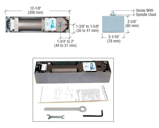 Jackson 900 Series 105 Degree Hold Open Spring Power Adjustable Floor Mounted Closer Body and Cement Case Basic Package