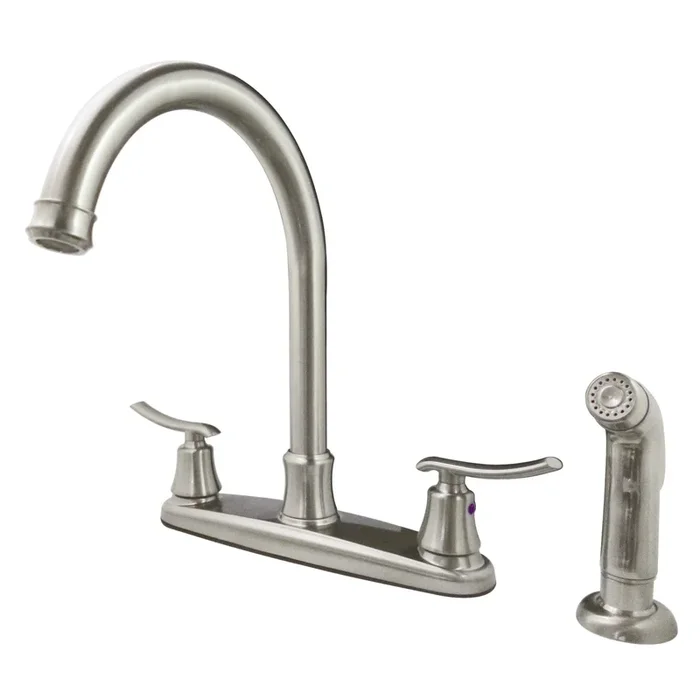 Jamestown Double-Handle 8″ Centerset Kitchen Faucet with Side Sprayer – Brushed Nickel
