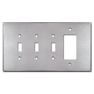 Jumbo 3 Toggle 1 Rocker Switch Plate – Satin Stainless Steel