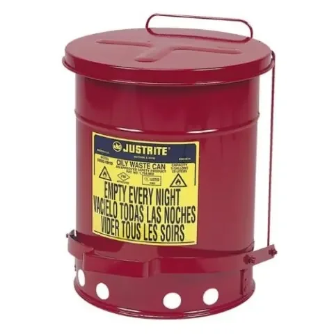 Justrite Red oily waste can