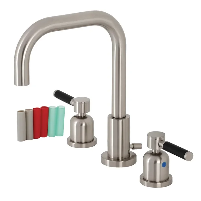 Kaiser Widespread Bathroom Faucet with Brass Pop-Up, Brushed Nickel – Kingston Brass