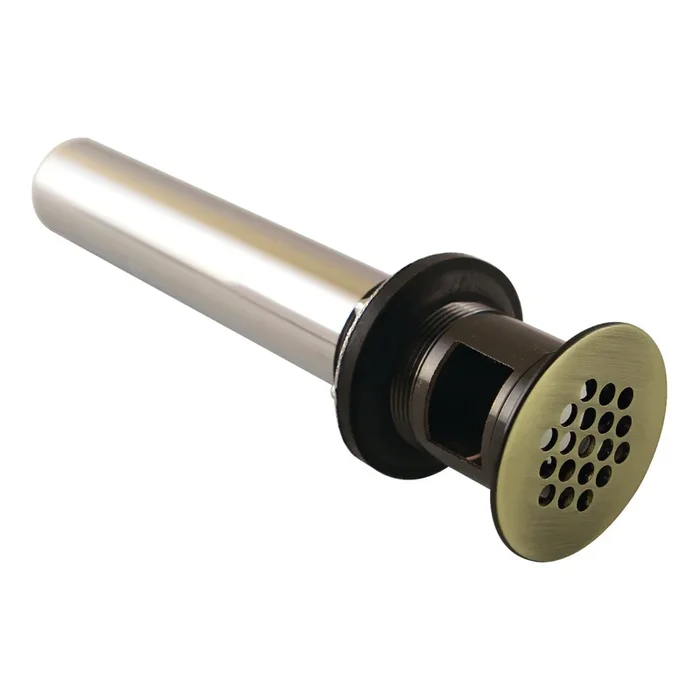 Kingston Brass 17 Gauge Antique Brass Grid Drain with Overflow for Bathroom Sinks