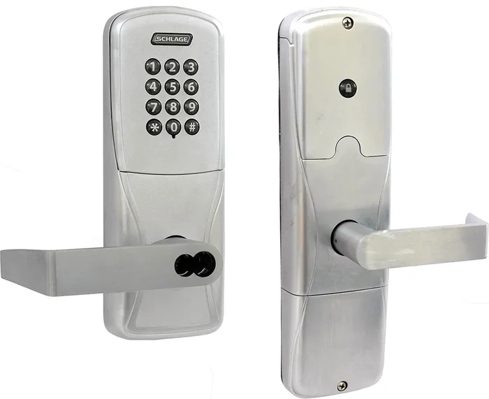 KIT – Keypad Network Hardwired Privacy Mortise Lock with Rhodes Lever by Schlage