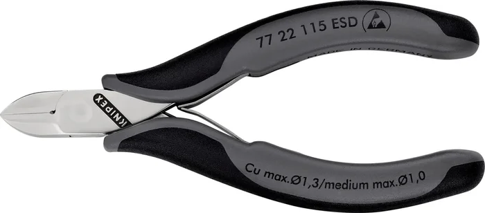 KNIPEX KNIPEX 77 22 115 ESD Electronics Diagonal Cutter ESD with multi-component grips 115 mm