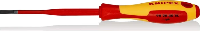 KNIPEX KNIPEX 98 20 40 SL Screwdriver (Slim) for slotted screws insulating multi-component handle, VDE-tested burnished 202 mm