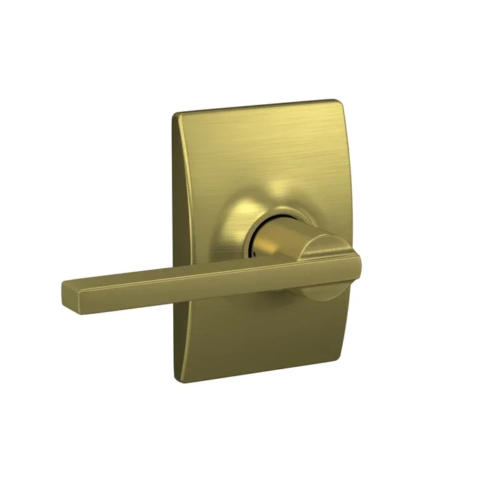 Latitude Lever with Century Rose Passage Lock – Satin Brass Finish