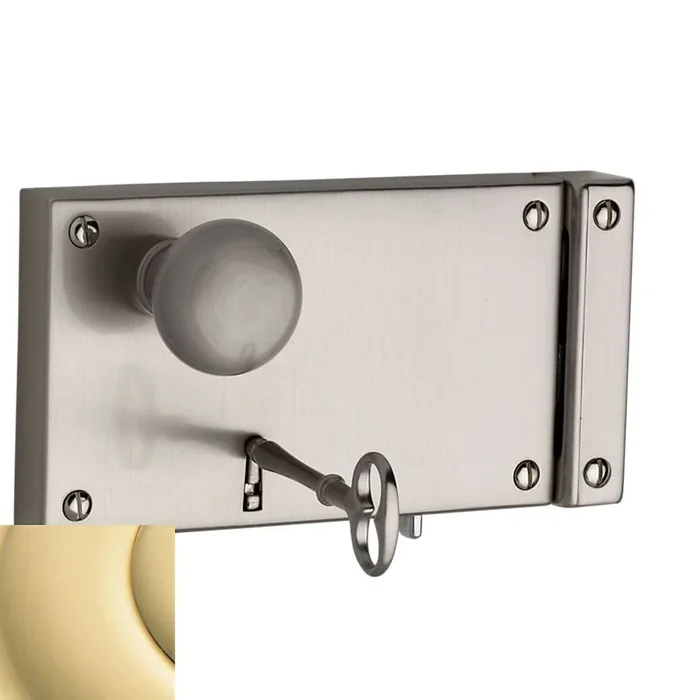 Left Hand 7″ Horizontal Entry Rim Lock – Unlacquered Brass Finish by Baldwin Estate