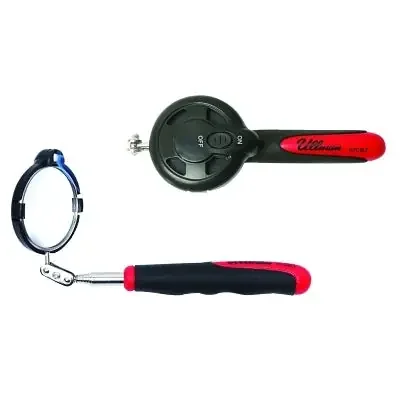 Lighted Inspection Mirror, 2-3/8 in, 6-3/4 in to 37 in L