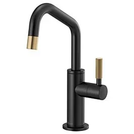 LITZE Beverage Faucet with Angled Spout and Knurled Handle, Matte Black / Luxe Gold