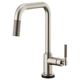 LITZE SmartTouch Pull-Down Kitchen Faucet with Square Spout and Knurled Handle, Stainless