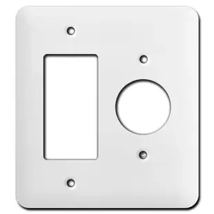 Long 1 GFCI and 1 Round Outlet Wall Plates – White