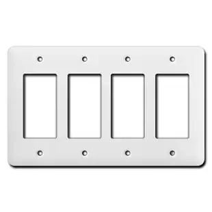 Long Quadruple Decora Switch Cover Plates – White