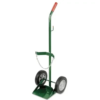 M/M60 Size Cylinder Cart, Single, 13 in W x 40 in H x 12 in D, 8 in Solid Rubber Wheels, 2-Safety Chains