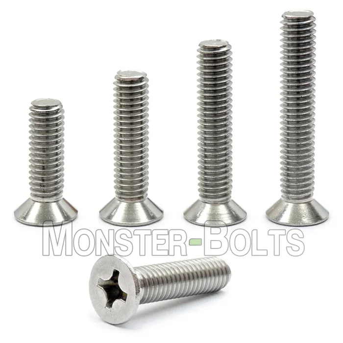 M6 Phillips Flat Head Machine screws, A2 Stainless Steel DIN 965 Coarse Thread