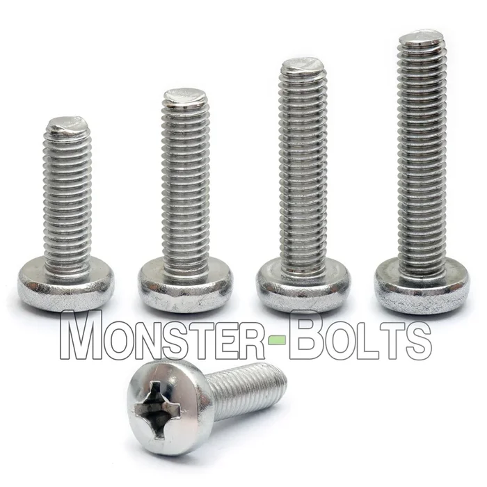 M8 Phillips Pan Head Machine screws, A2 Stainless Steel DIN 7985A Coarse Thread